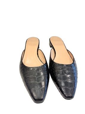 CLUB MONACO Croc Zaydie Flat Mules With Dustbag Sz US 8.5 EU 38.5 NIB